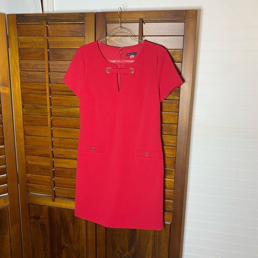 Tommy Hilfiger Red Midi Dress with Grommet Detail